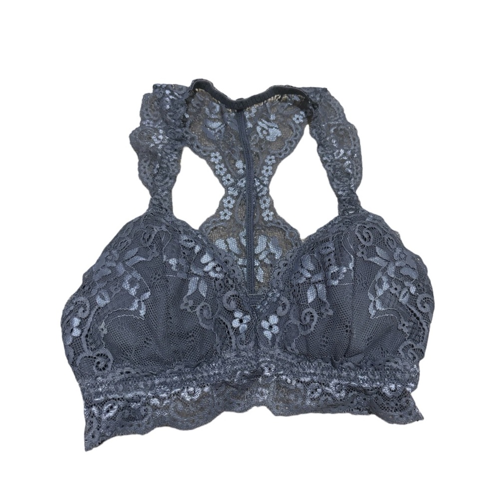 Smart & sexy blue/gray lace bralette